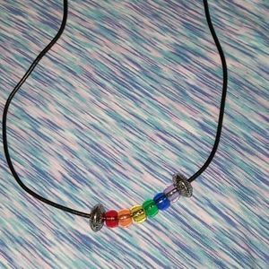 Hand Crafted Essential LGBT Pride necklace Vegan leather unisex